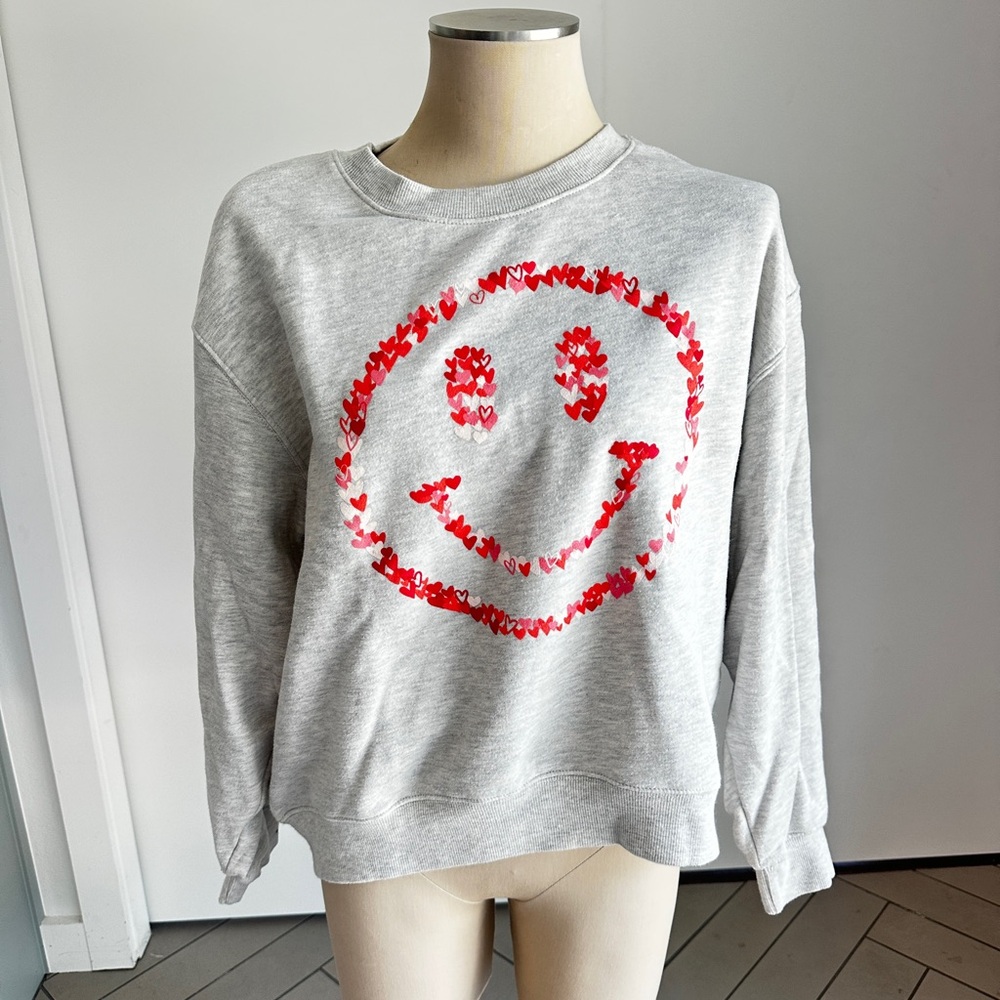 Gray Smiley Face Sweatshirt - Picture 2 of 5